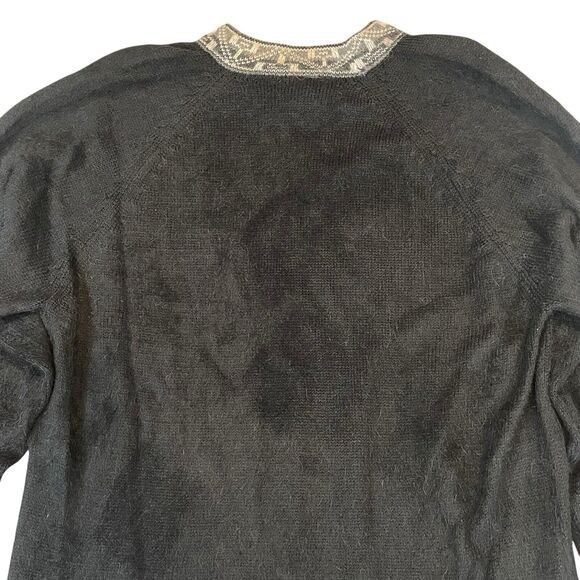 Peruvian Hand Made Alpaca Wool Sweater Women's Size Large Black Warm Cozy - Picture 6 of 12